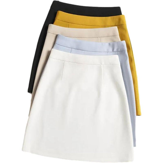Hip Skirt  Sexy Tight A-line Women High Waist  Short Skirt Knee-length Zipper Elastic Waist Club Casual Home Office