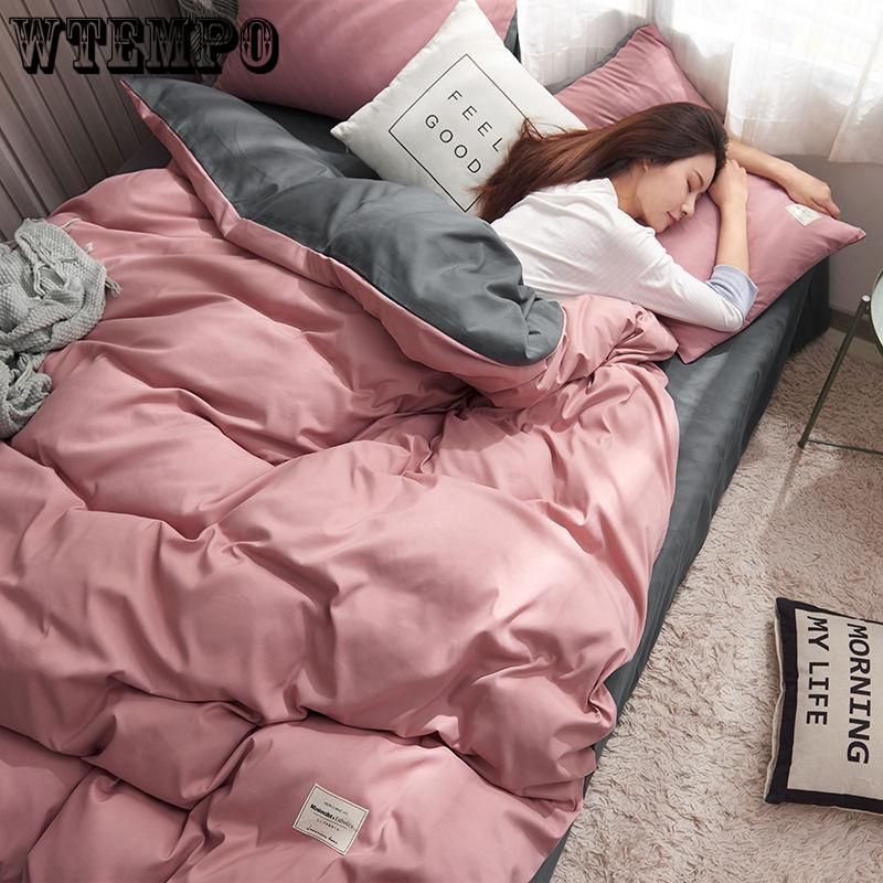 American Style Spring Autumn Bedding Set Dark Green+Gray King Queen Full Single Size Bed Sheet Duvet Cover Pillowcase