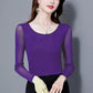 Women's Spring and Autumn Thin Bottoming Shirt Round Neck Solid Color Long Sleeve T-shirt