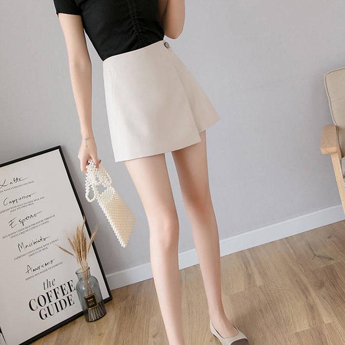 Pofulove Women High Waist Chiffon Wide Leg Shorts Skirt Students Casual Thin Suit Pants A-line Pants