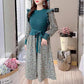 Autumn and Winter Fake Two-piece Over-the-knee Long Base Sweater Dress Base Knitted Stitching Corduroy Floral Dress