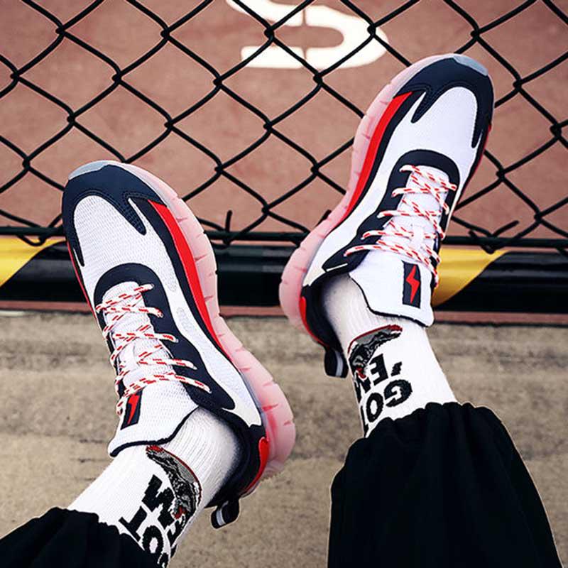 Plus Size 39-46 Men Sneakers Luminous Running Basketball Shoes Breathable Shockproof Non-slip Comfortable Shoes Deodorant Tactical Boots