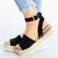 35-43 Yard Leopard Pattern Hemp Rope Female Casual Sandals Thick Bottom Comfortable Sandals