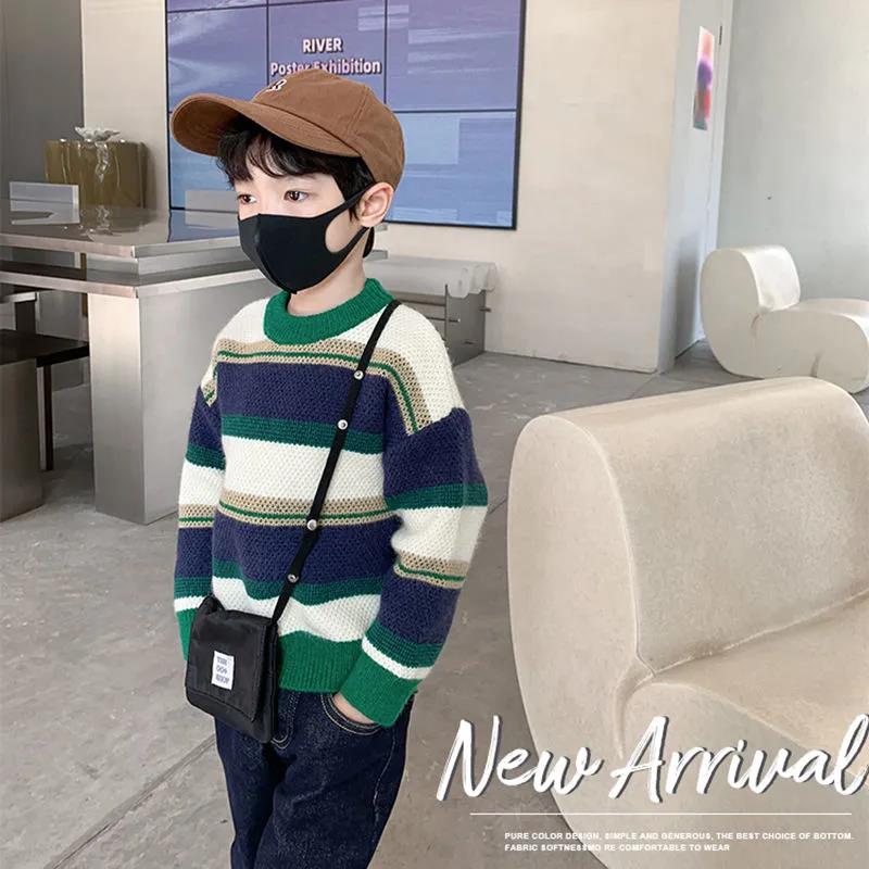 Children's Sweaters, Boys' Sweaters, Autumn and Winter Clothes, Foreign Style, Small, Medium and Big Children's Striped Pullover Tops