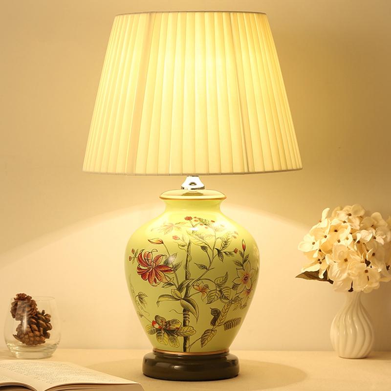 Table Lamp American Style for Living Room Ceramic Lamp Bedroom Bedside Lamp Decorated Led Lamps