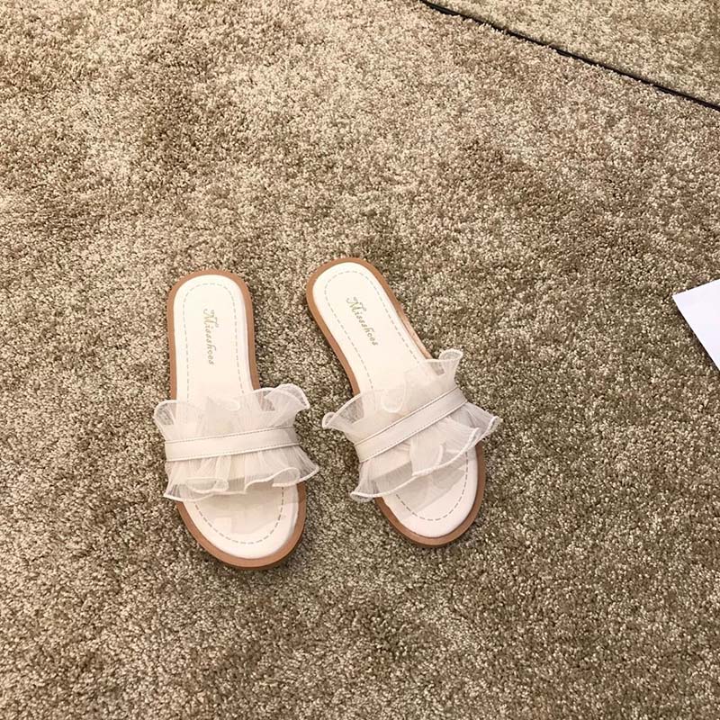 Slippers Women All-match Fashion Outer Wear Summer Flat Non-slip Sandals and Slippers Pregnant Women Soft Bottom Lace