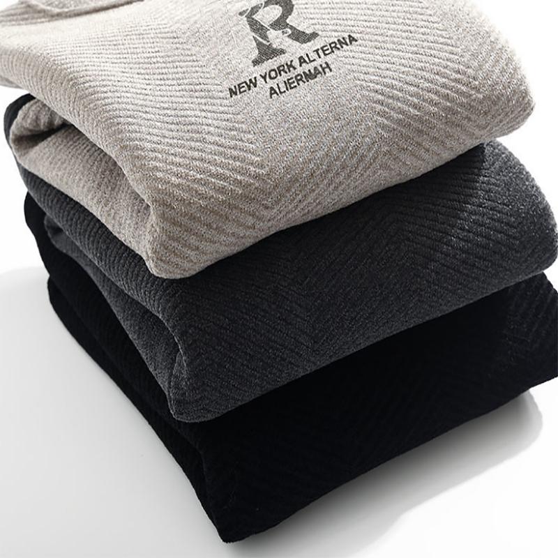 Men's Sweater Plus Velvet Thickening Autumn and Winter Loose Trend Sweater All-match Round Neck Sweater