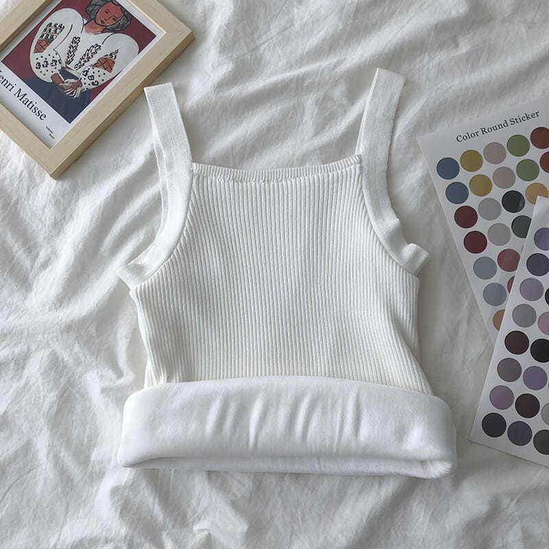 Thermal Tops Winter Underwear Women Thermal Velvet Women Vest Body Top Square Neck Sleeveless Solid Slim Warm Inner Wear