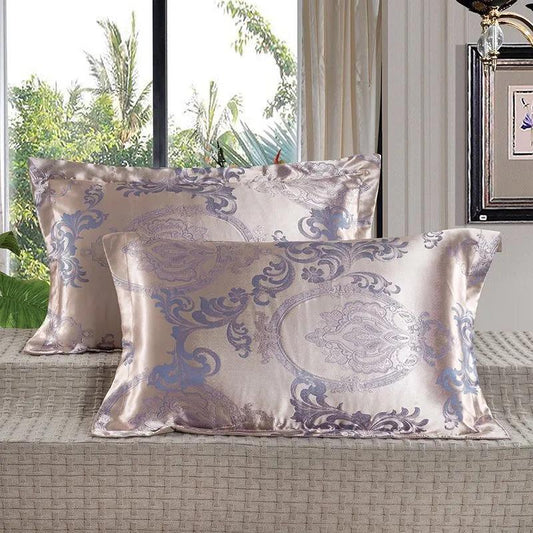 European-style Jacquard Pillowcases A Pair of Adult Pillowcases Single Student Dormitory 74*48cm Silk Satin Pillowcases 2 Pieces