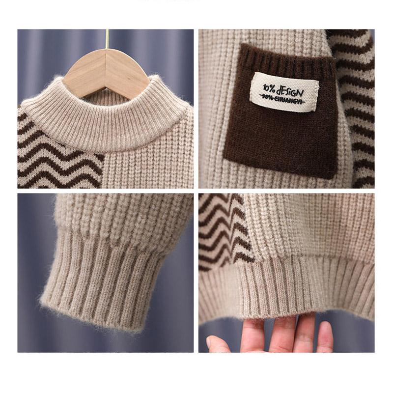 Children's Fall/winter Warmth Hooded Boy Sweater Fashionable Foreign Wild Baby Wool Sweater
