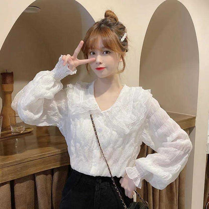 Spring Blouse Chiffon Shirt Women's Design Sense Niche Western Style Thin Shirt