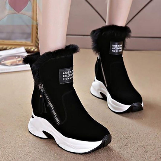 Women's Snow Boots Thicken Plus Fleece Cotton Shoes Non-slip and Warm Platform Boots