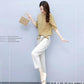 Cotton and Linen Suit Women's Casual Slimming Loose Short-sleeved Blouse Elastic Waist Pants Ladies Temperament Two-piece Suit Can Be Worn for Work
