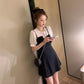 Two Piece White Shirt with Suspender Dress for Women's Simple and Elegant Summer Dress Suit