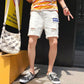 Summer Shorts Male Korean Version Straight Shorts Loose Harajuku Style Port Style White Hole Ins Casual Five-point Pants