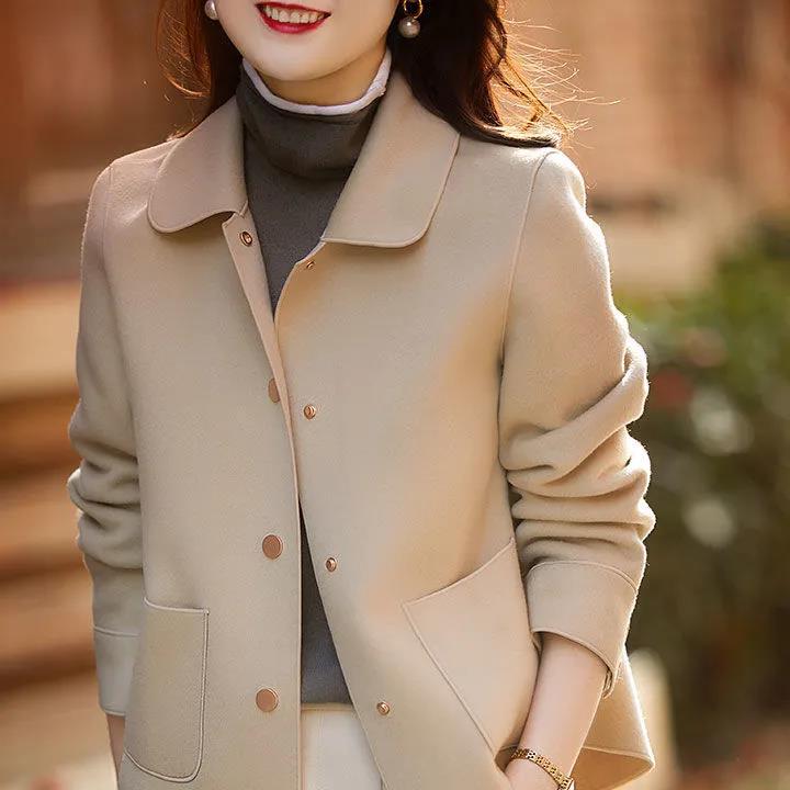 Lapel Short Jacket Women's Spring and Autumn Temperament Casual Loose All-match Woolen Top