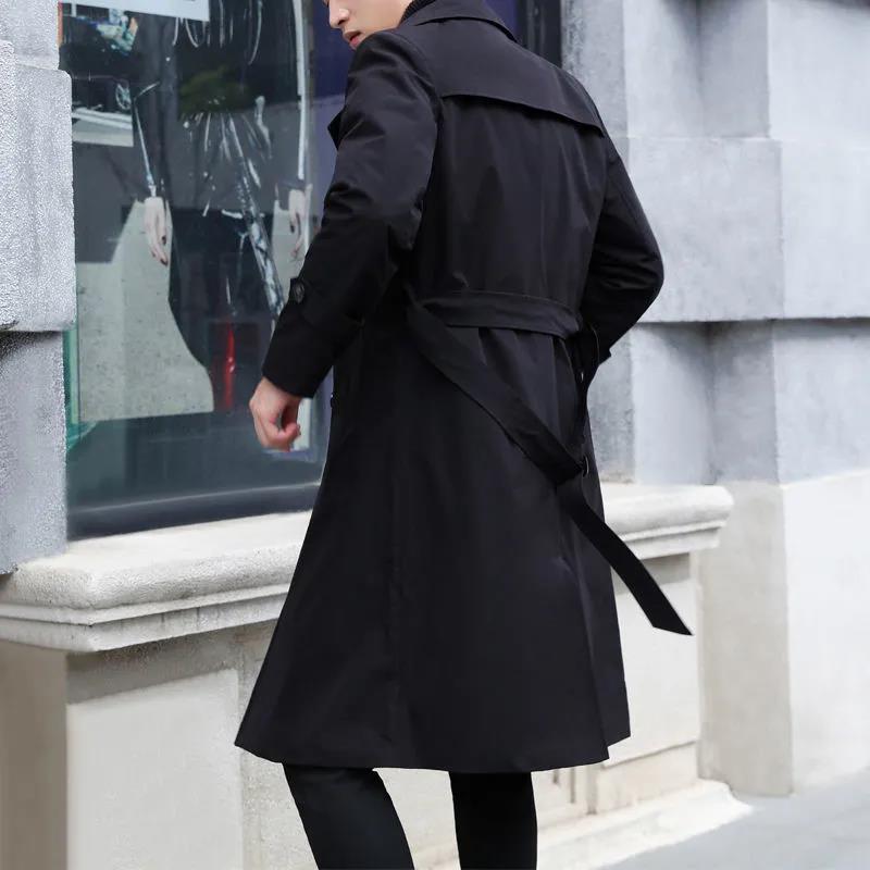 Autumn Men's Over-the-knee Business Suit Collar Windbreaker Slim Casual Comfortable New Mid-length Coat