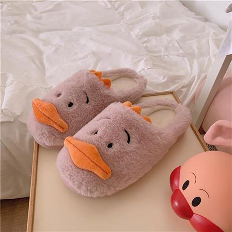 Cute Duckling Cotton Slippers To Keep Warm Autumn and Winter Flat Shoes Indoor Non-slip Cotton Shoes Soft Shoes