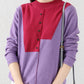 Autumn Women's Round Neck Knitted Tops Women Loose Slim Fit Color Matching Sweater Women's Long-sleeved  Design Sense
