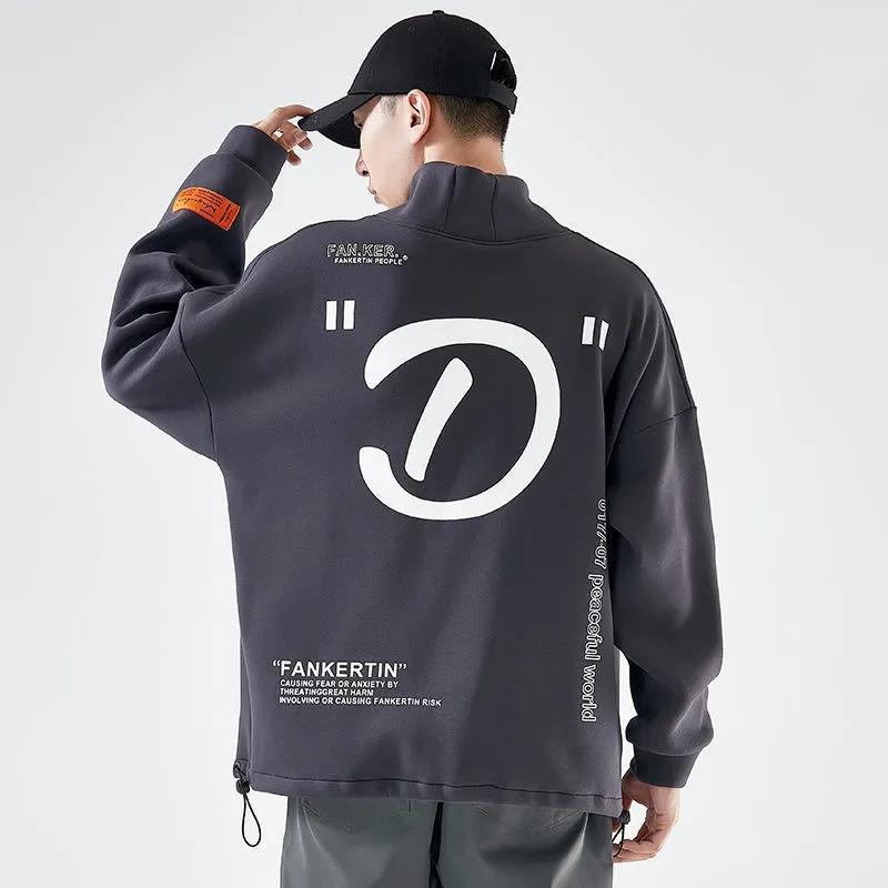 Men's Winter Warm and Comfortable Half High Collar Sweater Men's Loose Plus Fleece Padded Top