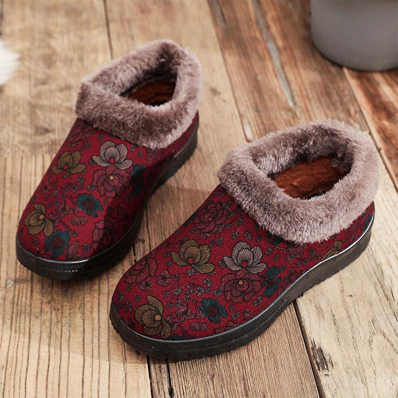 Winter Women's Cotton Shoes Non-slip Warm Shoes Elderly Cotton Shoes Women Winter Plus Velvet, Comfortable Soft Sole