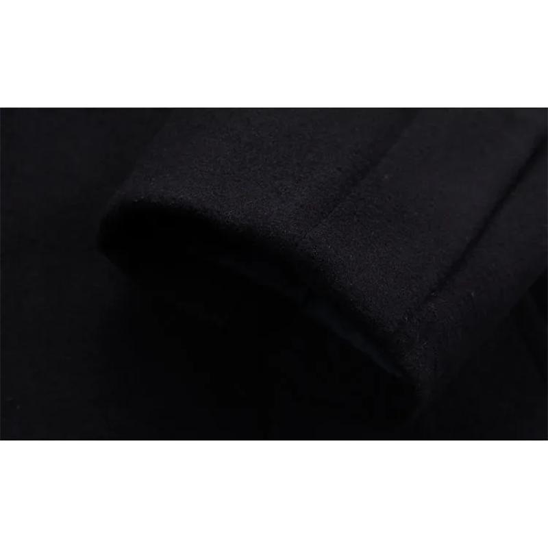 Men's Autumn and Winter Thick Woolen Coat Mid-length Slim Business Coat Winter Single-breasted Wool Trench Coat Solid Casual Suit Collar Warm Outfit