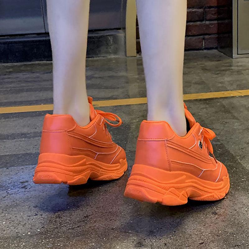 Fluorescent Green Old Shoes Spring and Summer Korean Student Breathable Mesh Thick-soled Casual Sports Shoes Women