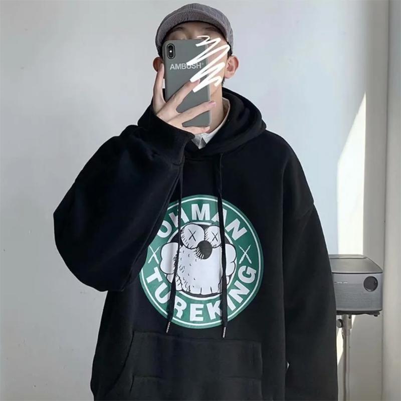 Plus Fleece Sweater Plus Fertilizer Plus Size Men's Hooded Sweater Autumn and Winter Clothing Men's Loose Sweatshirts
