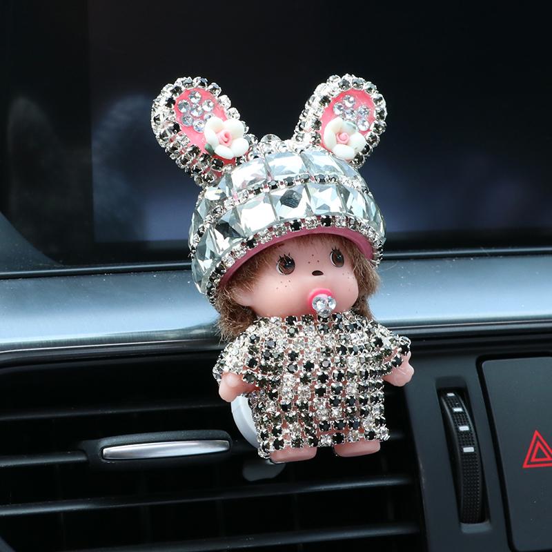 Crystal Rabbit Ears Doll Aroma Diffuser Car Creative Decoration Accessories Air Conditioning Outlet Plug-in