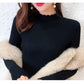 Core Spinning and Velvet Thickening Bottoming Shirt Autumn and Winter Style Ladies Slim Half Turtleneck Sweater Long Sleeves
