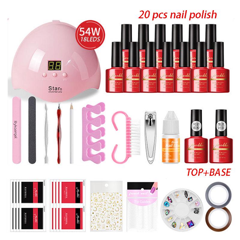 Manicure Set Nail Gel Polish Set For Manicure Nail Art Kit 54W UV Lamp Nail Dryer Extension Tool set