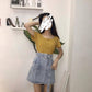Plus Size Women Adjustable High Waist Denim Skirt Hip Pants Skirt Anti-light A-line Skirts