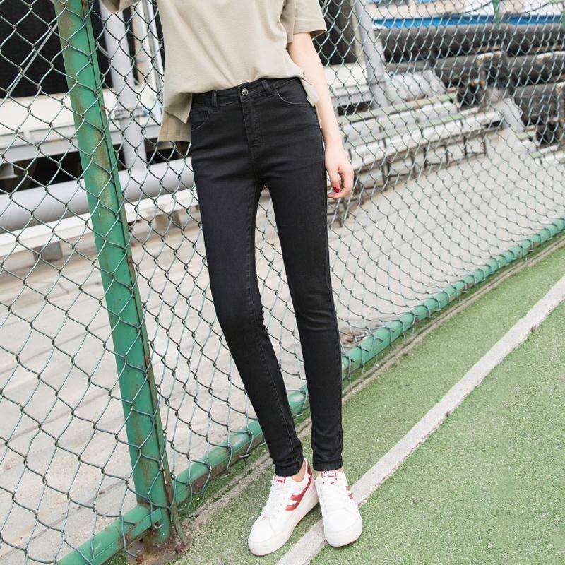 Zipper Skinny Casual Jeans Women Bottoms Streetwear Mid Waist Buttoned Denim Trousers