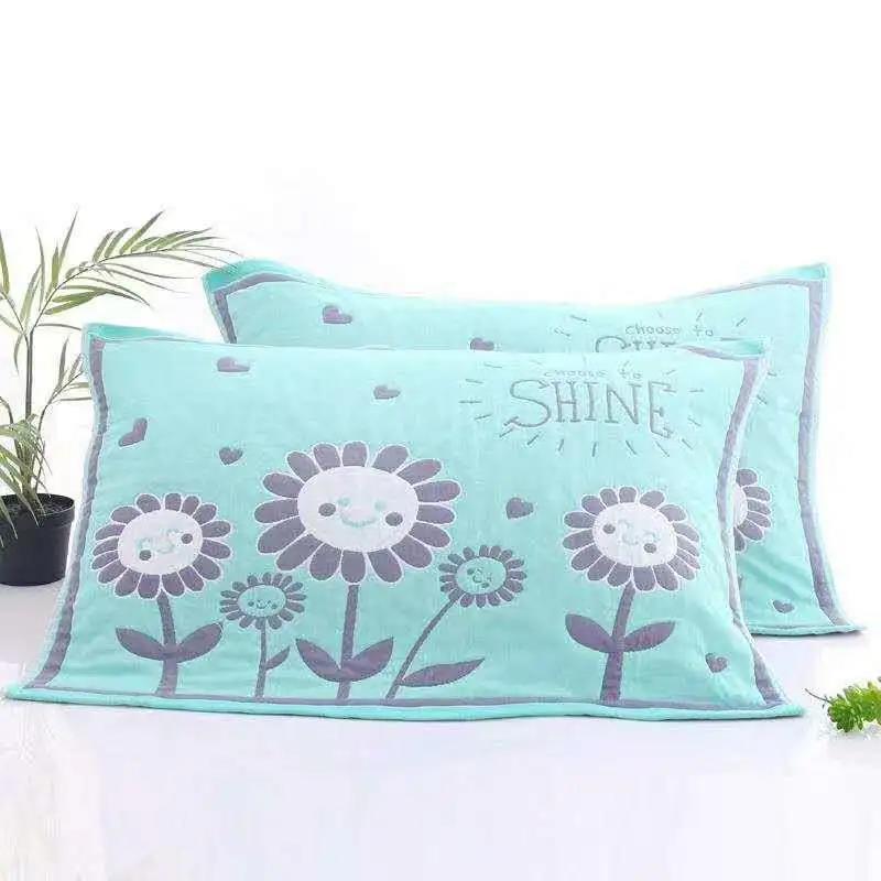 High-end European Style Pillow Towel Three-layer Cotton Gauze Pillow Towel A Pair  Adult Soft  Sweat-absorbent Couple Pillow Towels