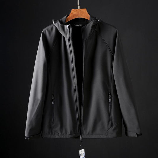 Outdoor Windbreaker Men's High-density Water-repellent Fabric Composite Soft Shell Jacket Autumn and Winter Hooded Jacket
