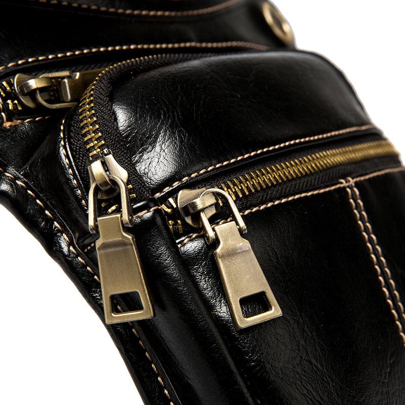 Waist Bag Men Pu Leather Waterproof Multi-layer Zipper Messenger Bag Outdoor Sports Shoulder Bag