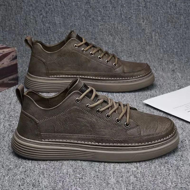 Men's Shoes Spring and Summer Sports and Leisure Shoes British Casual Black Leather Shoes Trend All-match Men's Comfortable Sneakers