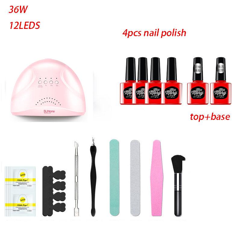 Nail art set 48W UV LED lamp Dryer Gel Nail Polish Set kit Nail Tools Gel Varnish manicure tools kit
