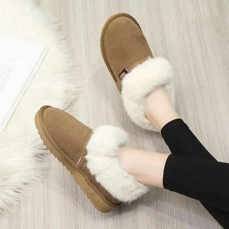 Snow Boots Women Winter Plus Velvet Padded Non-slip One-step Short Tube Cute Bread Shoes Warm Cotton Shoes