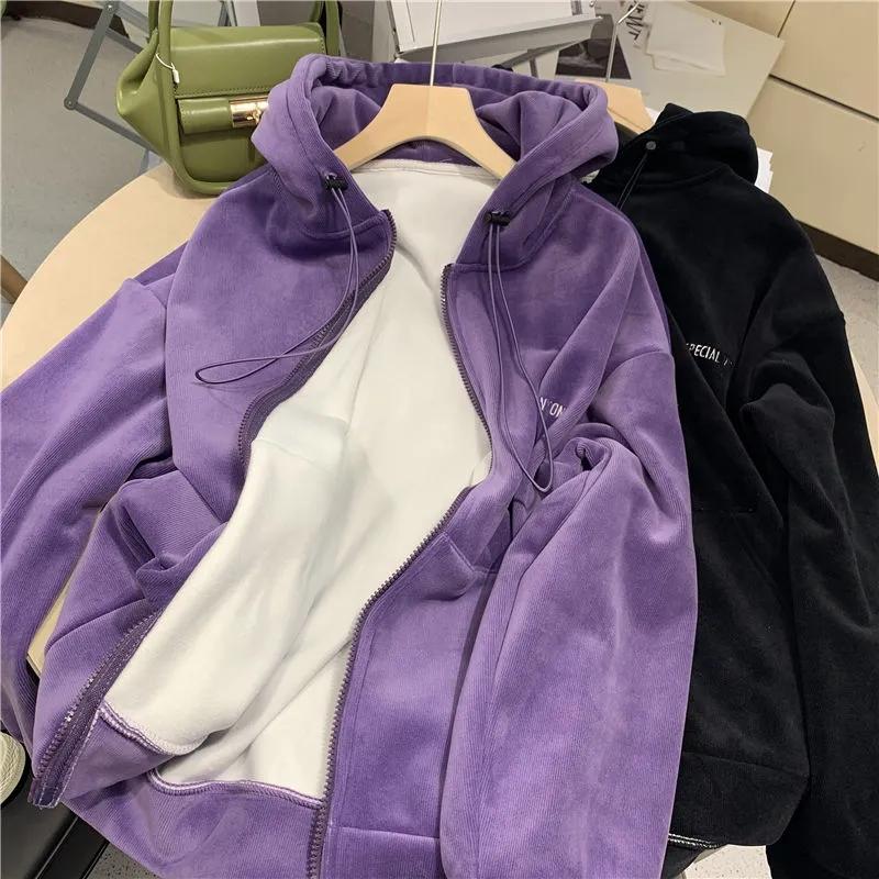 Women's Autumn and Winter Sweater Student Loose Plus Velvet Thick Casual Cardigan Korean Style Ins Jacket Casual Loose Top