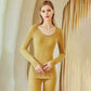Women Winter Autumn Warm Clothes Thermal Underwear O-neck Female Thicken Tight Suit Windproof Comfortable Soft Lining Long Sleeve High Elasticity Slim