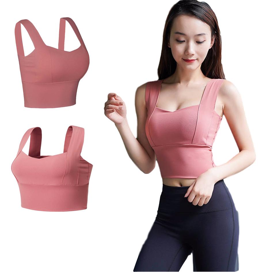 Women Pink Sports Bras Breathable Running Gym Yoga Fitness Tank Tops Female Seamless Workout Bras