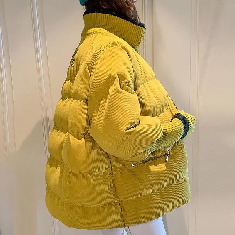 Winter Down Jacket Korean Version of Loose Corduroy Cotton Jacket Thick Warm Women's Short Down Jacket