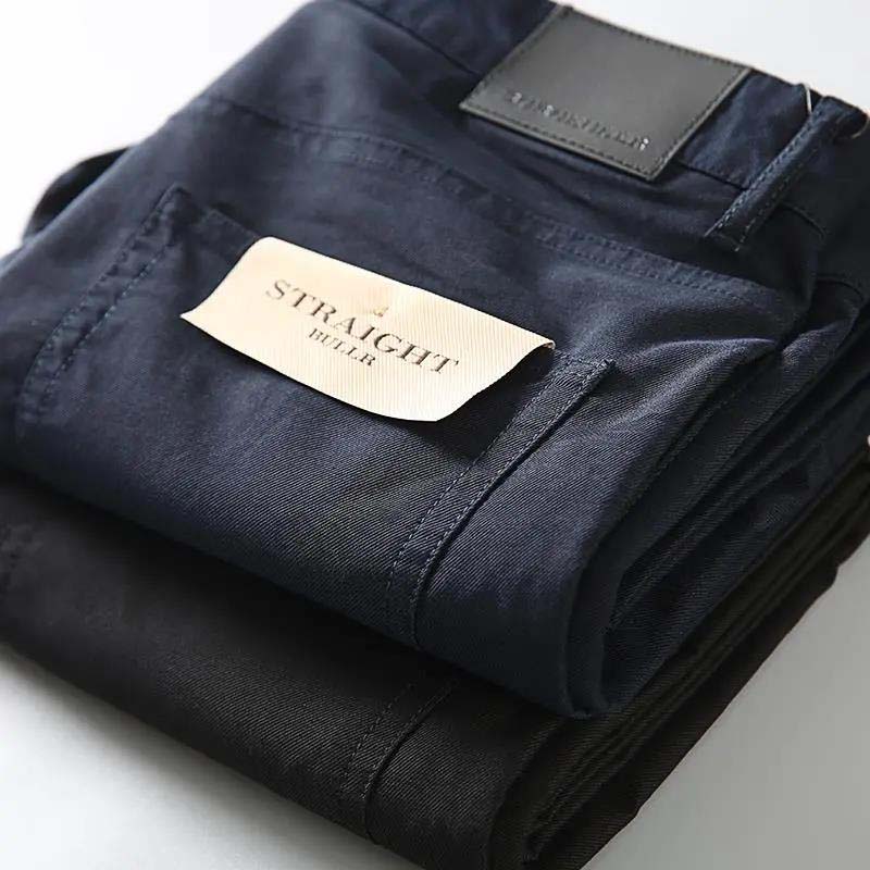 Spring and Summer Thin Section Breathable Comfortable Twill Cotton Men's Slim Business Straight Casual Trousers Trousers