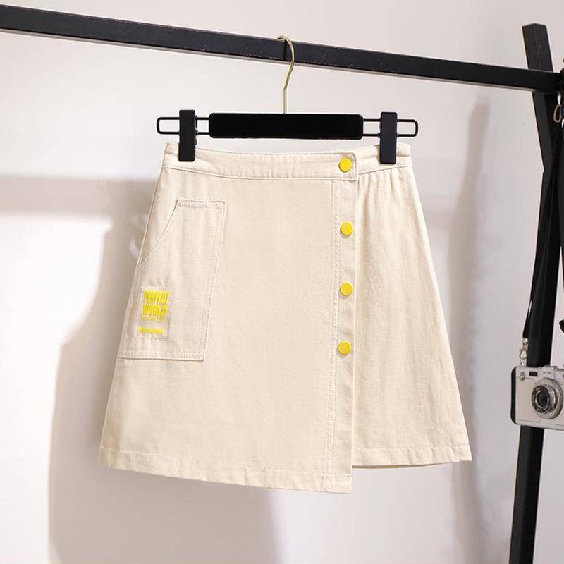 Pofulove Women High-quality Cotton Plaid T-shirt+High Waist Was Thin Irregular Short Skirt Two-piece suit