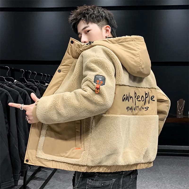 Men's Lamb Plush Jacket Winter Padded Coat Youth Jackets Trend All-match Loose Jacket