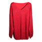 Autumn And Winter Mid-length V-neck Sweater Loose Bright Silk Dress Women
