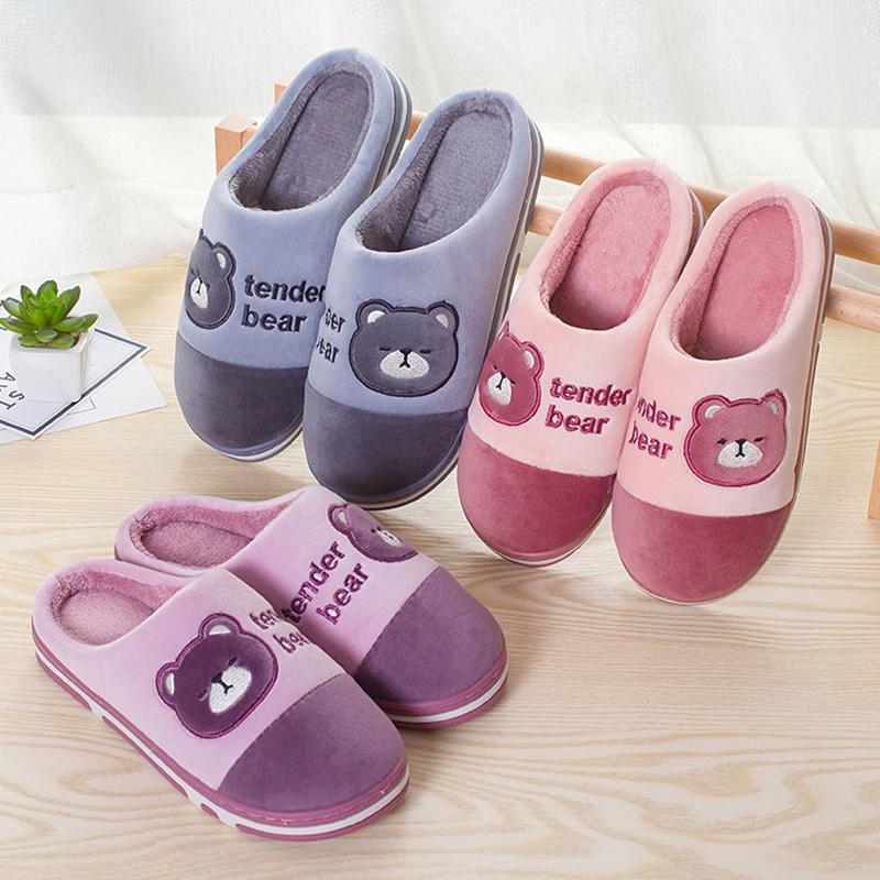 Household Couple Slippers Warm Thick Plush Slippers Winter Unisex Indoor Cotton Slippers