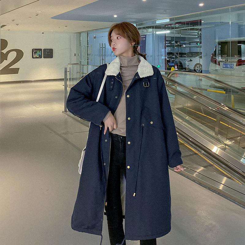 Winter Cotton Parka Jacket Ladies Loose Lamb Wool Cotton Jack Tooling Mid-length Thick Jacket Winter Warm Loose Casual Cotton Jacket