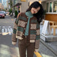 Knitted Top Korean Version All-match Lazy Style Retro Knitted Short Colorblock Long-sleeved Niche Knitted Jacket 2022